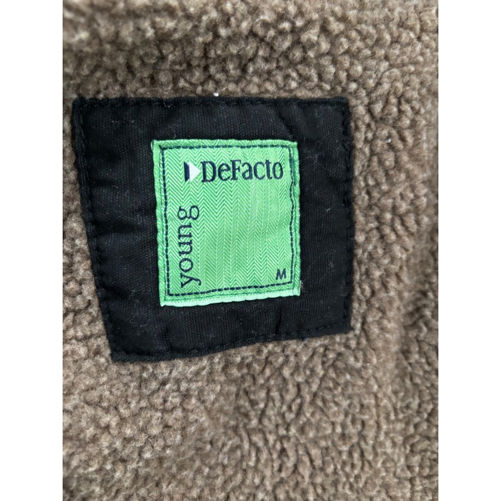 DeFacto Young Mens Black Sherpa Lined Military Field Jacket Utility Parka Size M - Picture 6 of 7